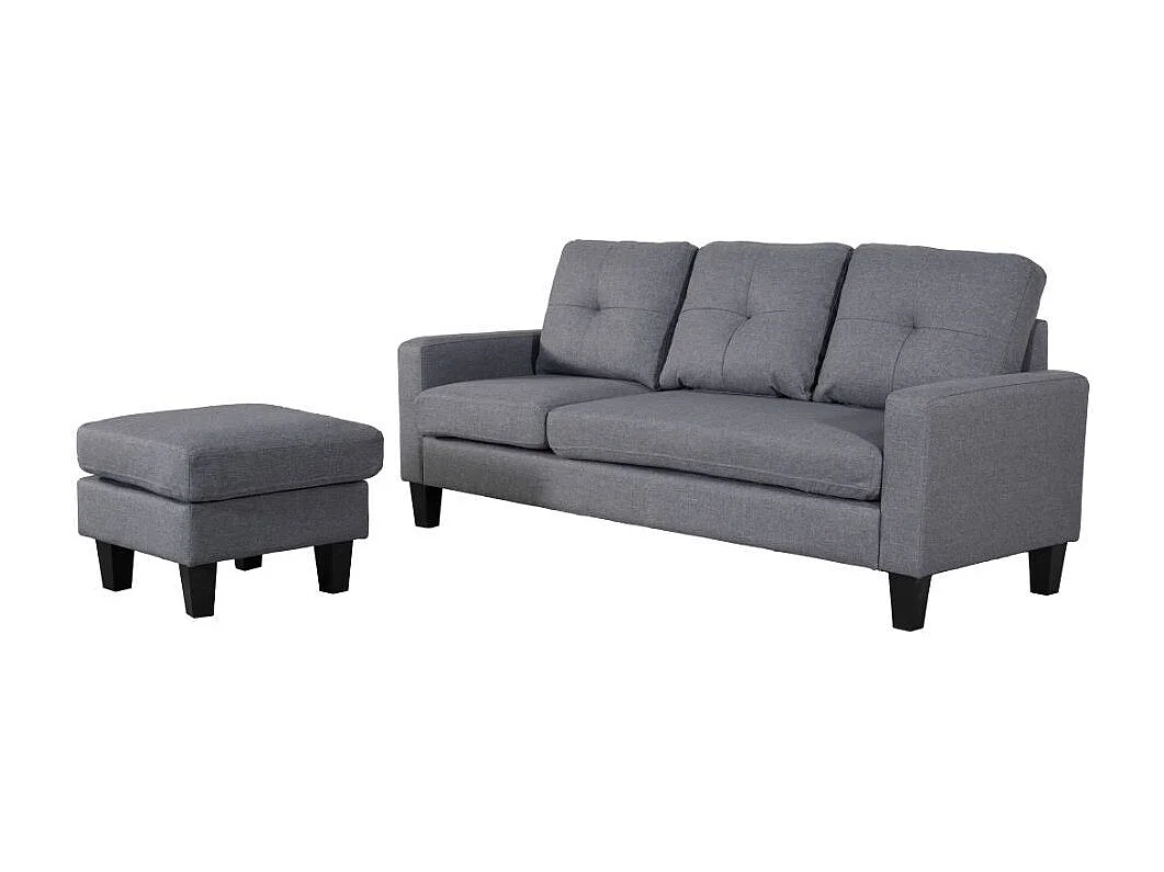 Divano 3 posti Giulivo grigio con pouf e chaise longue componibile 195x130x88H
