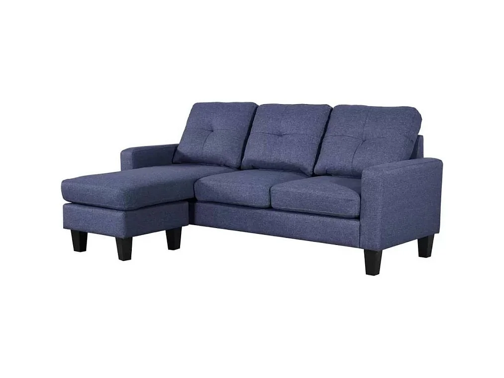 Divano 3 posti Giulivo blu con pouf e chaise longue componibile 195x130x88H