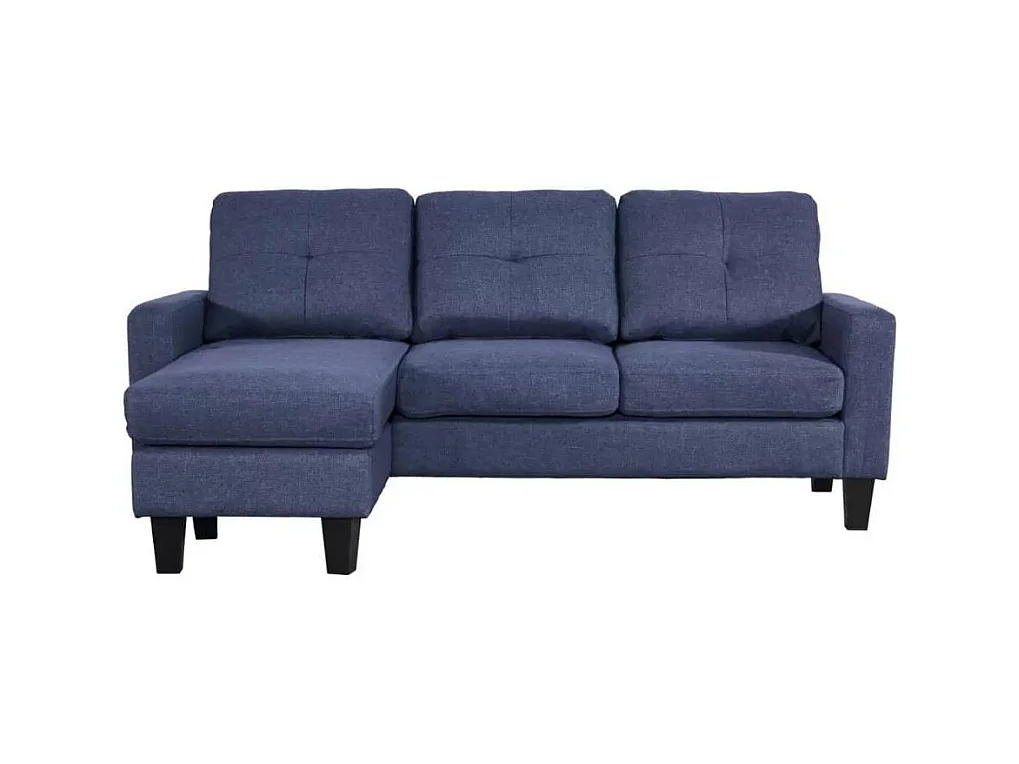 Divano 3 posti Giulivo blu con pouf e chaise longue componibile 195x130x88H