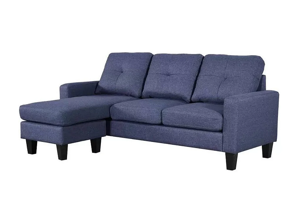 Divano 3 posti Giulivo blu con pouf e chaise longue componibile 195x130x88H