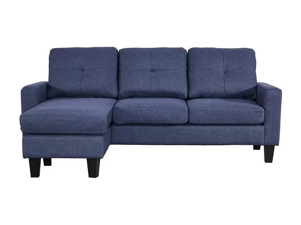 Divano 3 posti Giulivo blu con pouf e chaise longue componibile 195x130x88H