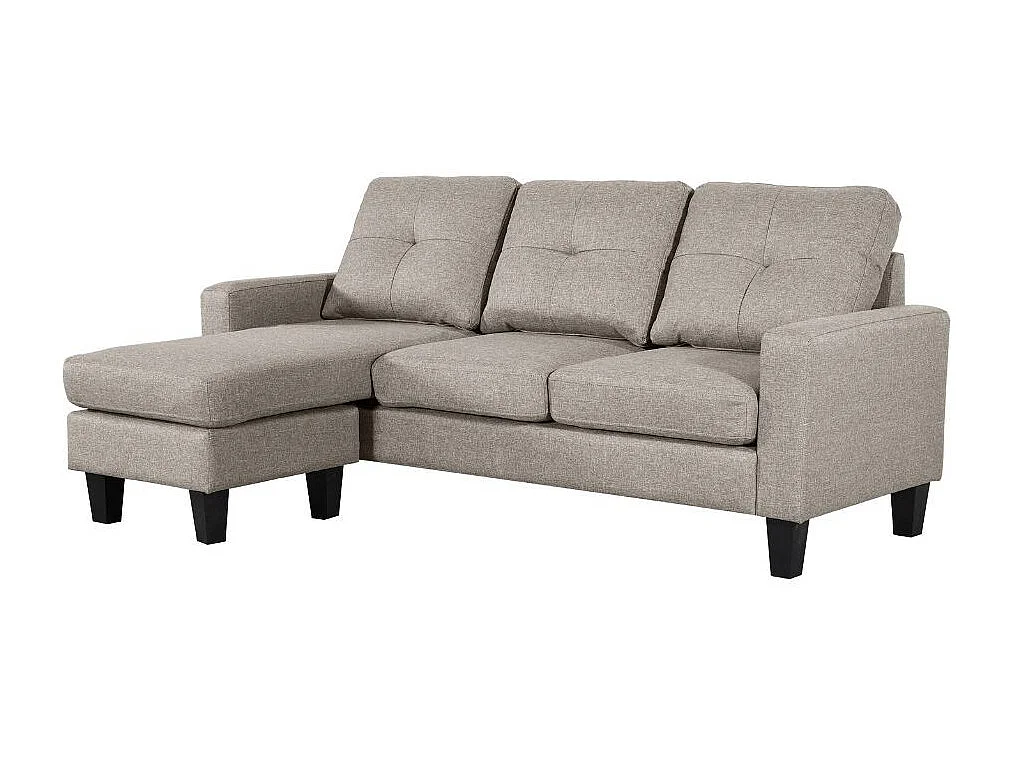 Divano 3 posti Giulivo beige con pouf e chaise longue componibile 195x130x88H