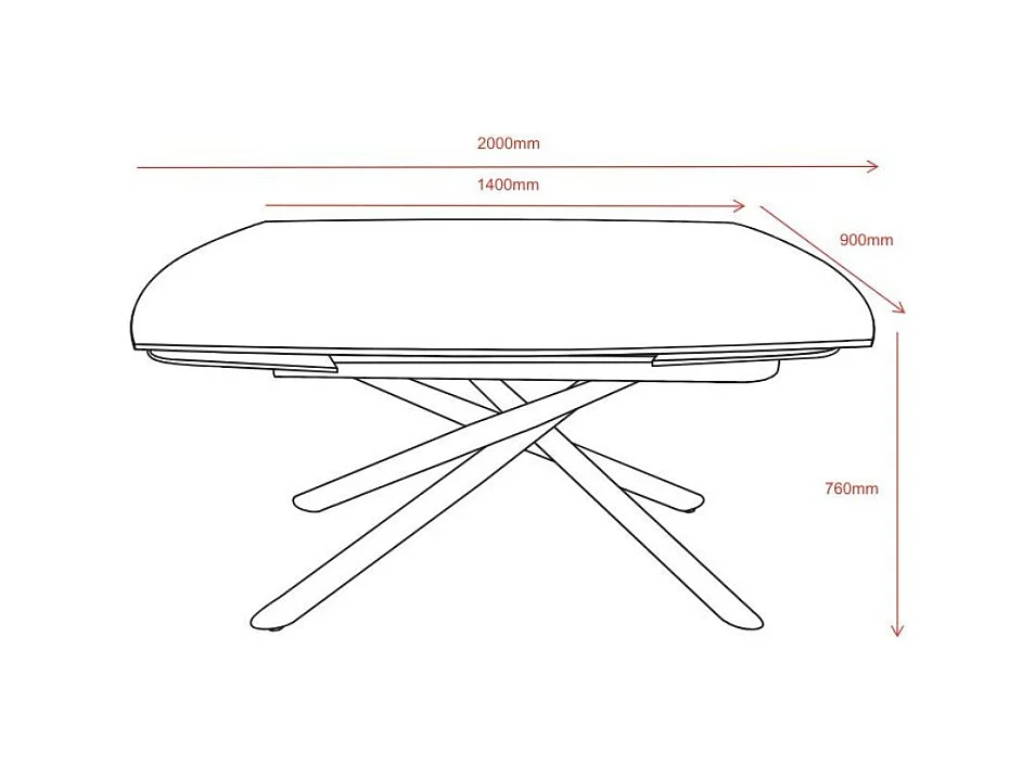 Tavolo girevole allungabile Astrid piano ceramica effetto marmo bianco 140x90x76H