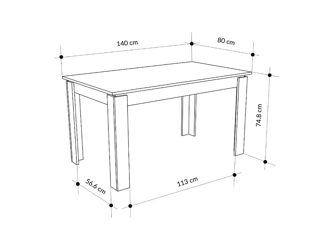 Tavolo allungabile 140x80 cm Tolmen colore cashmere
