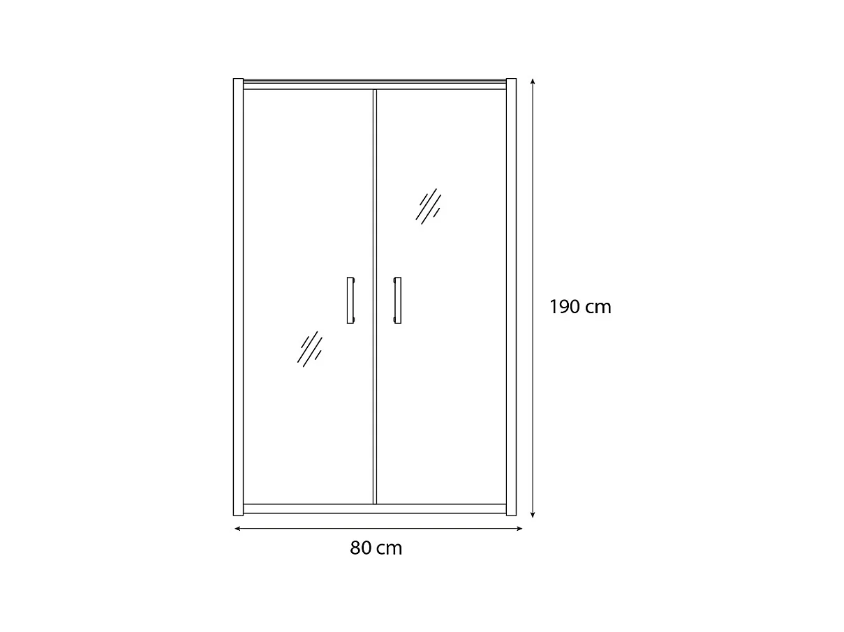 Box Doccia Saloon Porta Bagno Apertura Battente In Cristallo Temperato Trasparente 6 mm H 190 cm Alluminio Anodizzato Maniglie Acciaio Cromato 80 cm