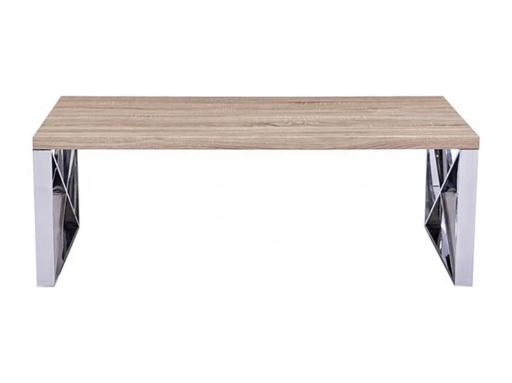 Tavolino da Salotto Sala Pranzo Ingresso Soggiorno Studio Tavolo Basso in Legno Con Gambe In Metallo, Design Elegante e Moderno, Bordeaux 120 x 60 x 43 cm, Rovere