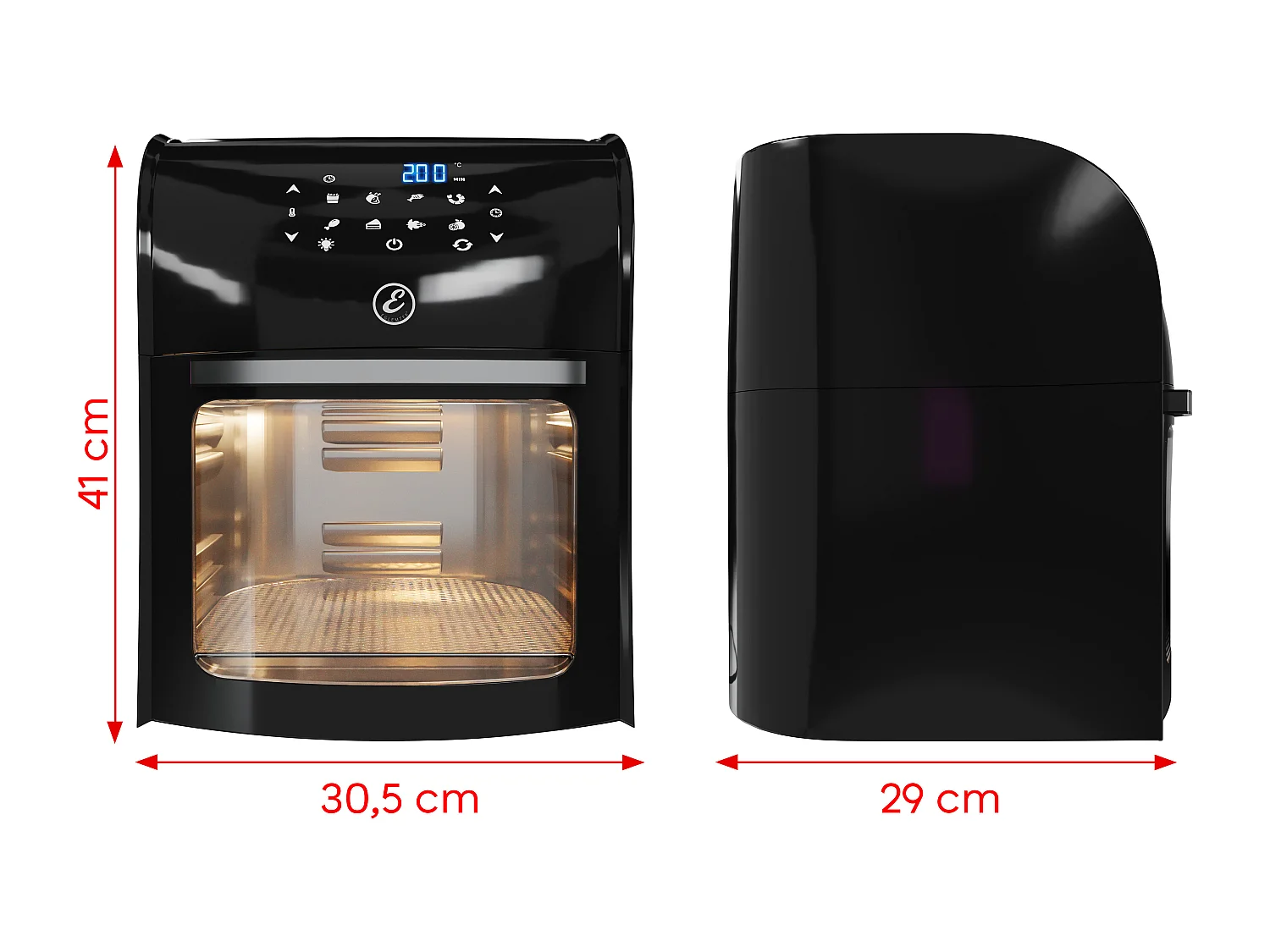 Friggitrice Ad Aria 12 Litri 10 In 1 Forno Aria Calda LED Touch Screen Friggitrice Multifunzione 1800W Griglia Forno 6 Accessori 7 Programmi Temperatura Regolabili