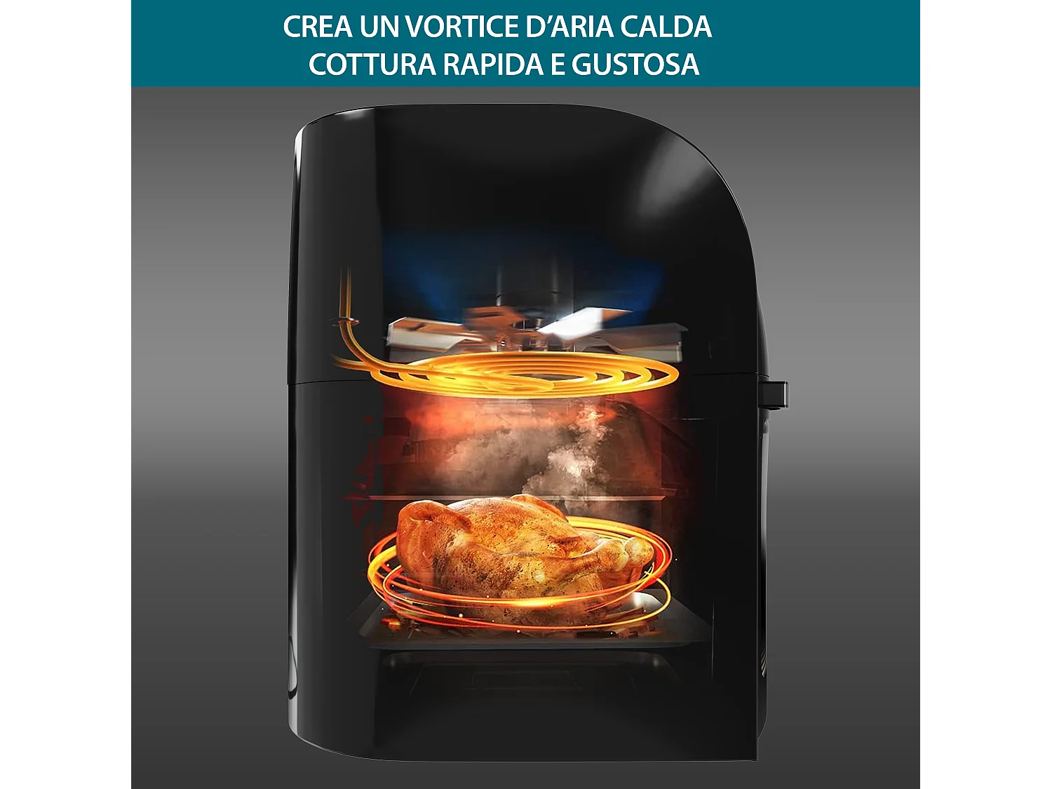 Friggitrice Ad Aria 12 Litri 10 In 1 Forno Aria Calda LED Touch Screen Friggitrice Multifunzione 1800W Griglia Forno 6 Accessori 7 Programmi Temperatura Regolabili