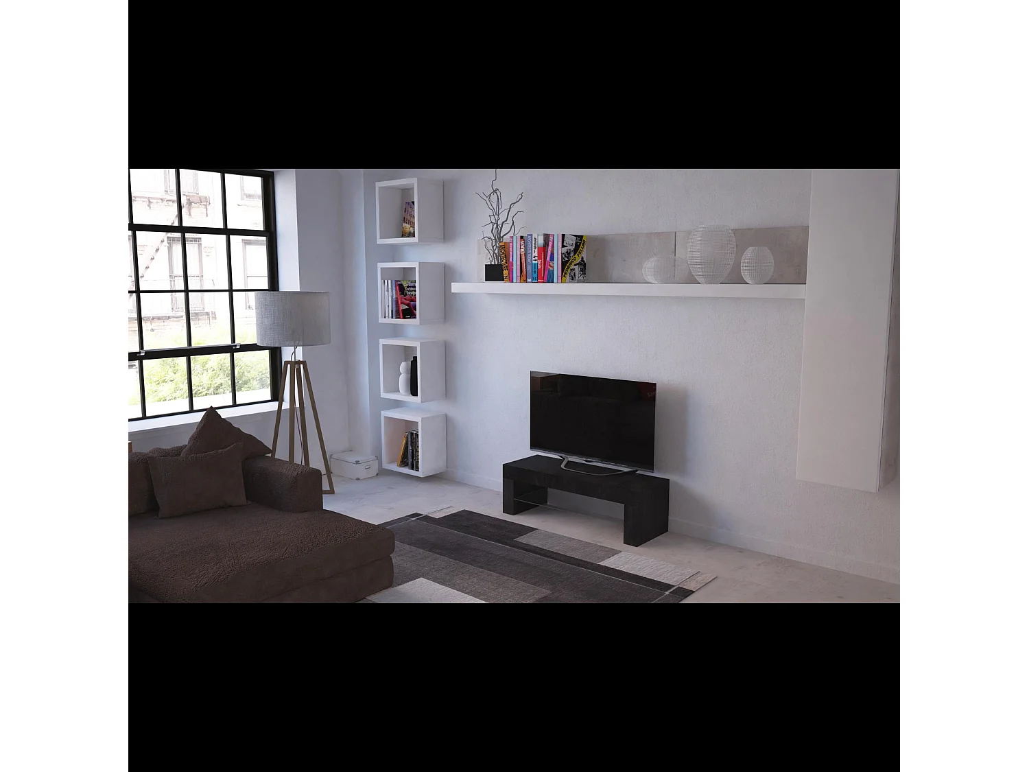 Mobile TV salotto soggiorno ripiano in vetro base televisione rovere alaska