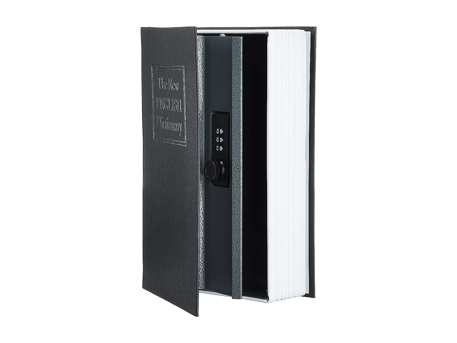 Cassetta Portavalori Cassaforte A Forma Di Libro Dizionario Acciaio Serratura Combinazione 3 Cifre Soldi Gioielli Casa Ufficio 24 x 15.5 x 5.5 Cm Nero