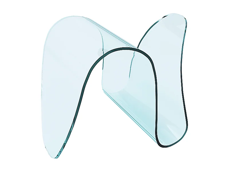 Tavolino Basso Curvato Portariviste Ideale Per Ufficio Sala Aspetto Salotto Soggiorno Sala Pranzo In Vetro Design Moderno, 62x45x41 Cm Trasparente