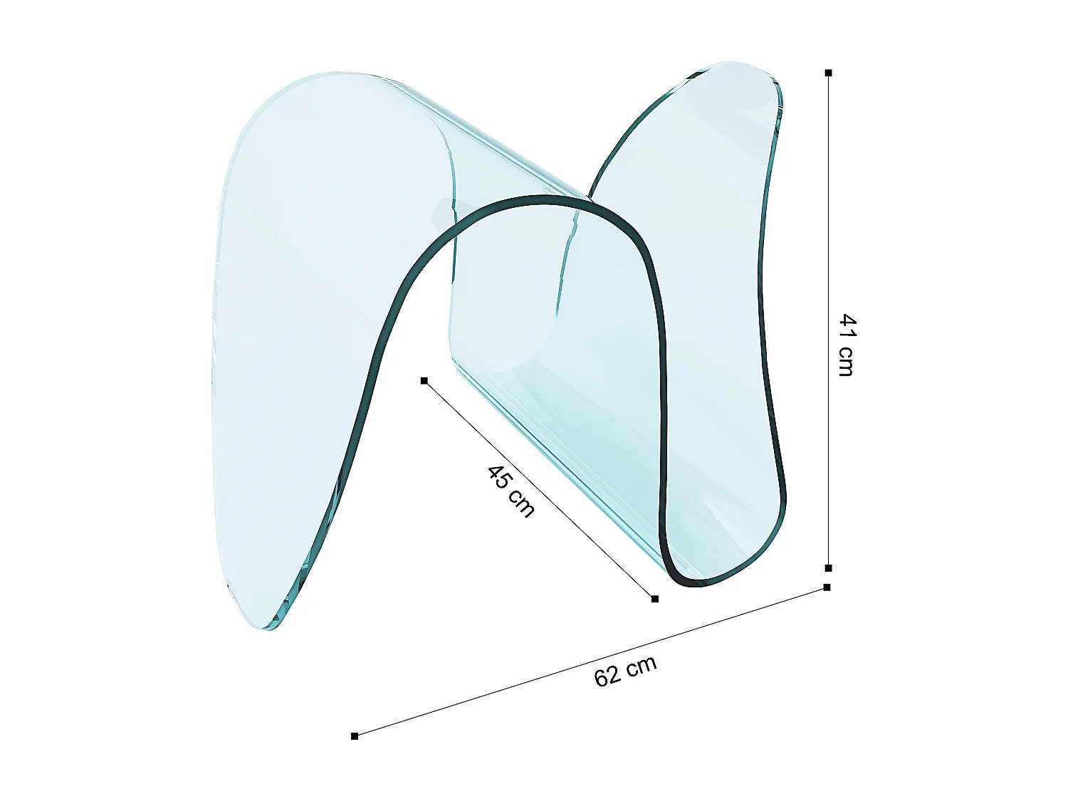 Tavolino Basso Curvato Portariviste Ideale Per Ufficio Sala Aspetto Salotto Soggiorno Sala Pranzo In Vetro Design Moderno Elegante Luxury Z-100, 62 x 45 x 41 Cm