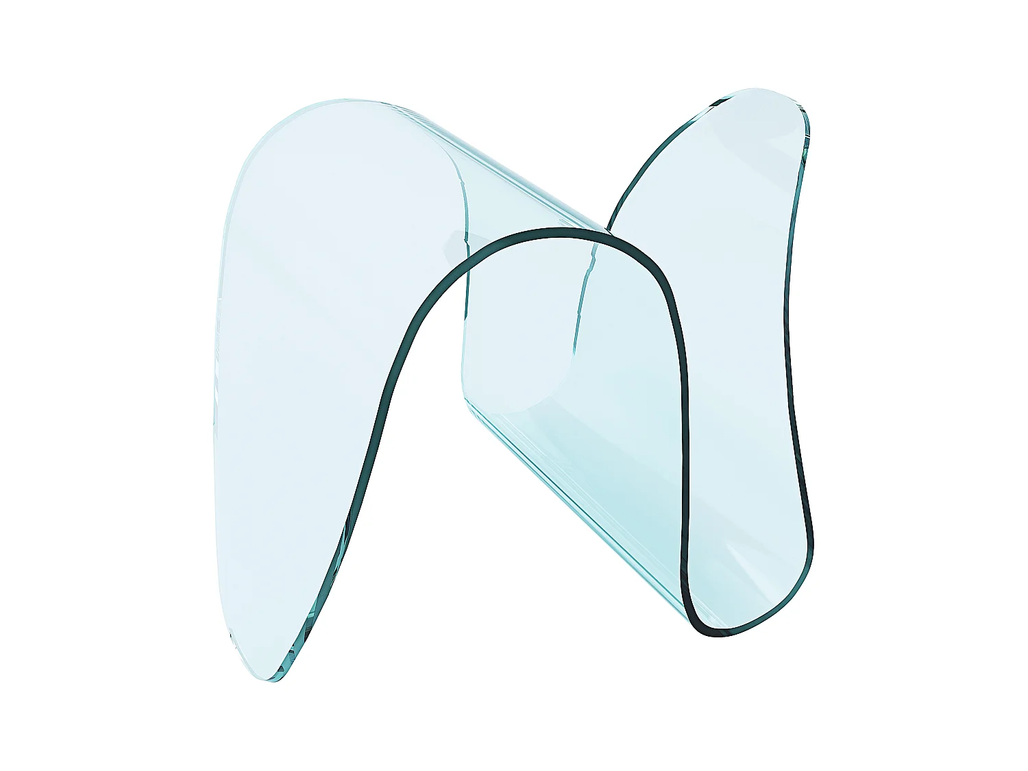 Tavolino Basso Curvato Portariviste Ideale Per Ufficio Sala Aspetto Salotto Soggiorno Sala Pranzo In Vetro Design Moderno, 62x45x41 Cm Trasparente