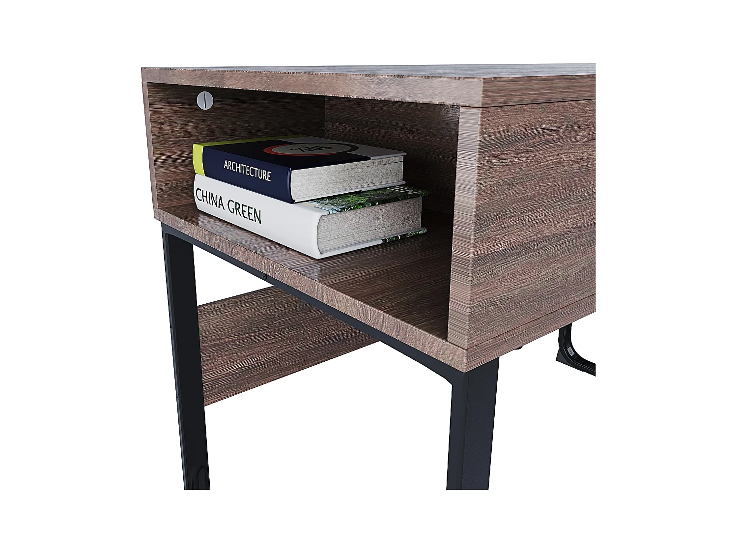 Scrivania Con 3 Ripiani Aperti Legno Gambe In Metallo Scrittoio Mobile Computer Desk Ufficio Studio Cameretta Soggiorno Design 110x76.5x55 cm Marrone