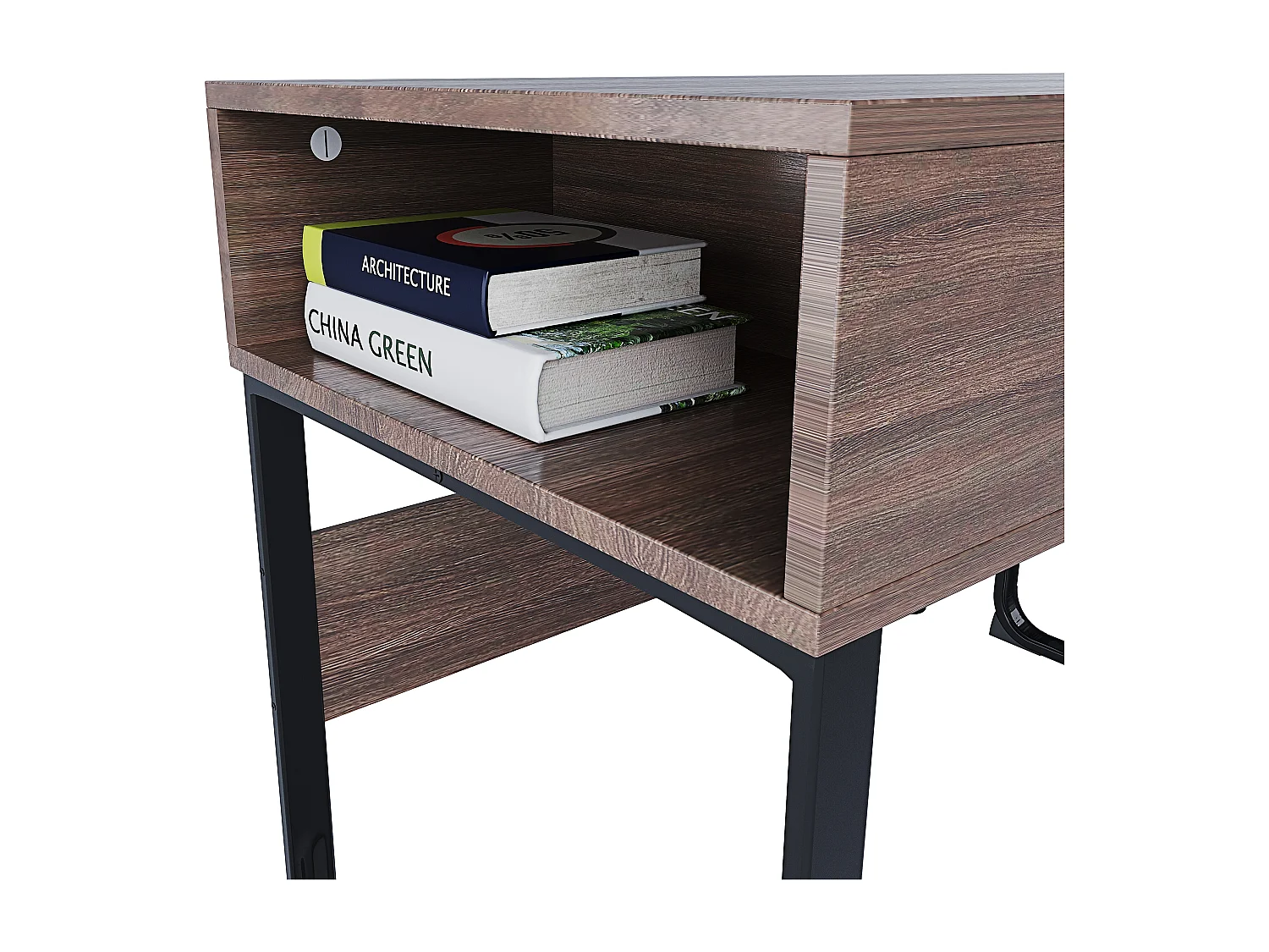 Scrivania Con 3 Ripiani Aperti Legno Gambe In Metallo Scrittoio Mobile Computer Desk Ufficio Studio Cameretta Soggiorno Design 110x76.5x55 cm Marrone