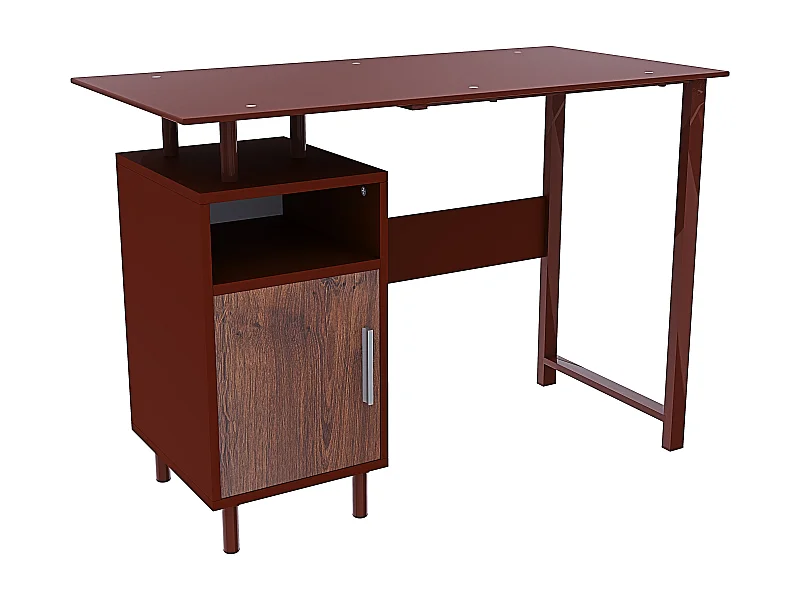 Scrivania Con Ripiano Lucido Vetro Con 2 Scomparti Scrittoio Mobile Computer Desk Ufficio Studio Cameretta Soggiorno Sala Pranzo 110x76.5x55 cm Rovere