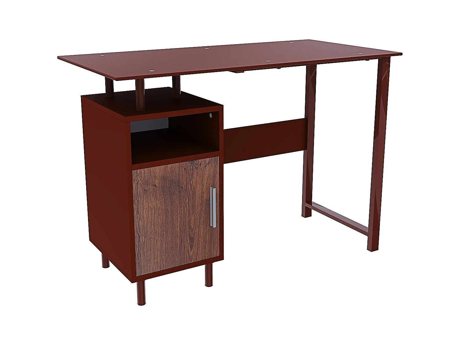 Scrivania Con Ripiano Lucido Vetro Con 2 Scomparti Scrittoio Mobile Computer Desk Ufficio Studio Cameretta Soggiorno Sala Pranzo 110x76.5x55 cm Rovere