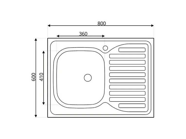 Sottolavello 2 ante 80x60 bianco frassinato con lavello vasca gocciolatoio destro incluso