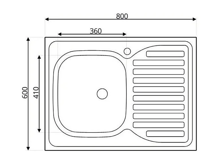 Sottolavello 2 ante 80x60 bianco frassinato con lavello vasca gocciolatoio sinistro incluso