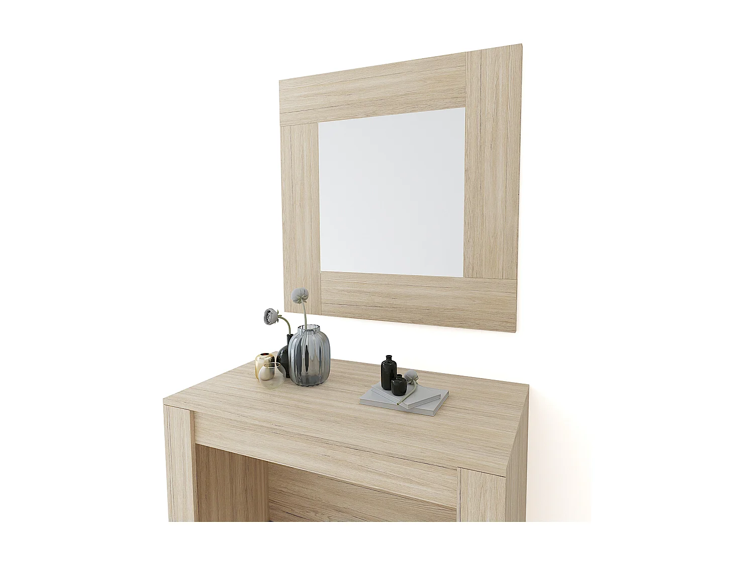 Specchio Quadrato Da Parete Specchiera In Vetro Con Cornice In Legno Soggiorno Ingresso Salotto Sala Da Pranzo Studio Design 73x73x2 cm Quercia