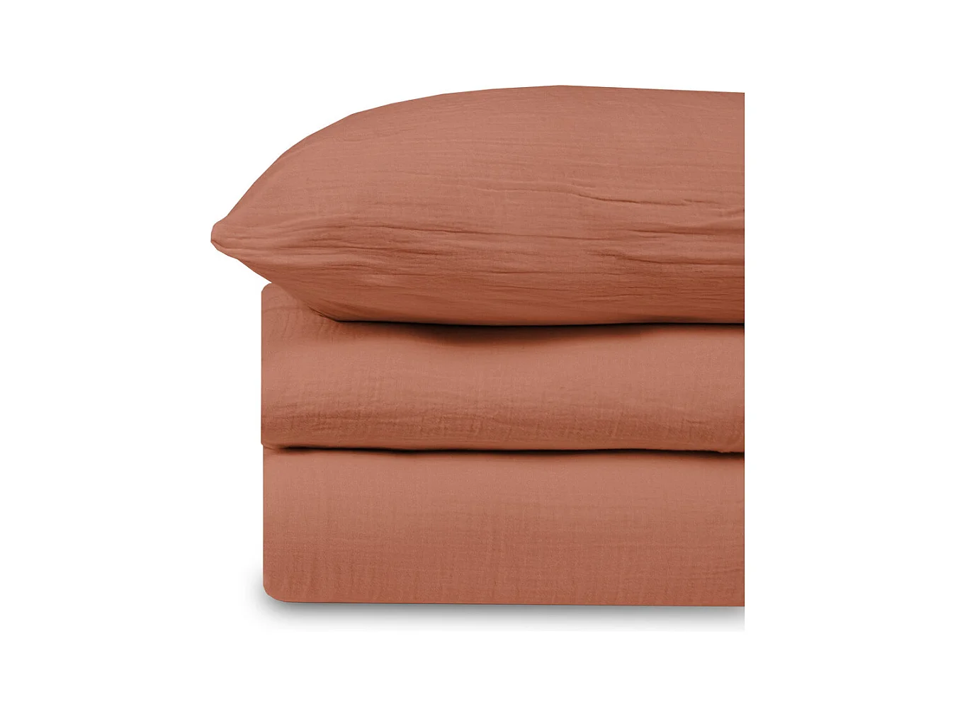 Parure de lit 180 cm gaze de coton teracotta