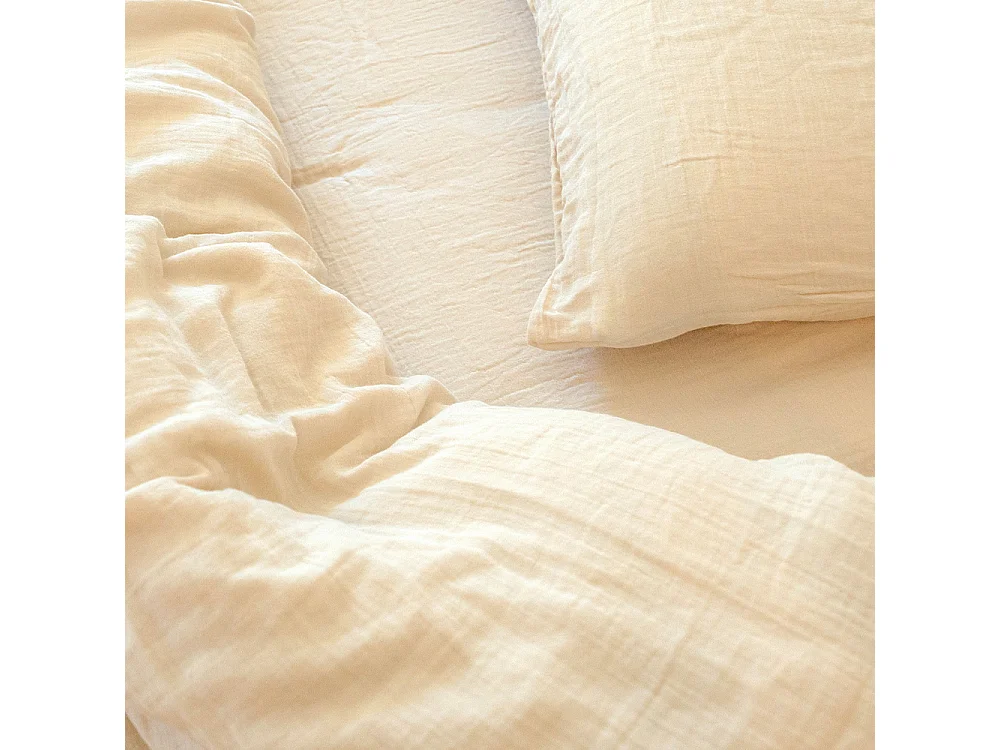 Parure de lit 180 cm gaze de coton sable