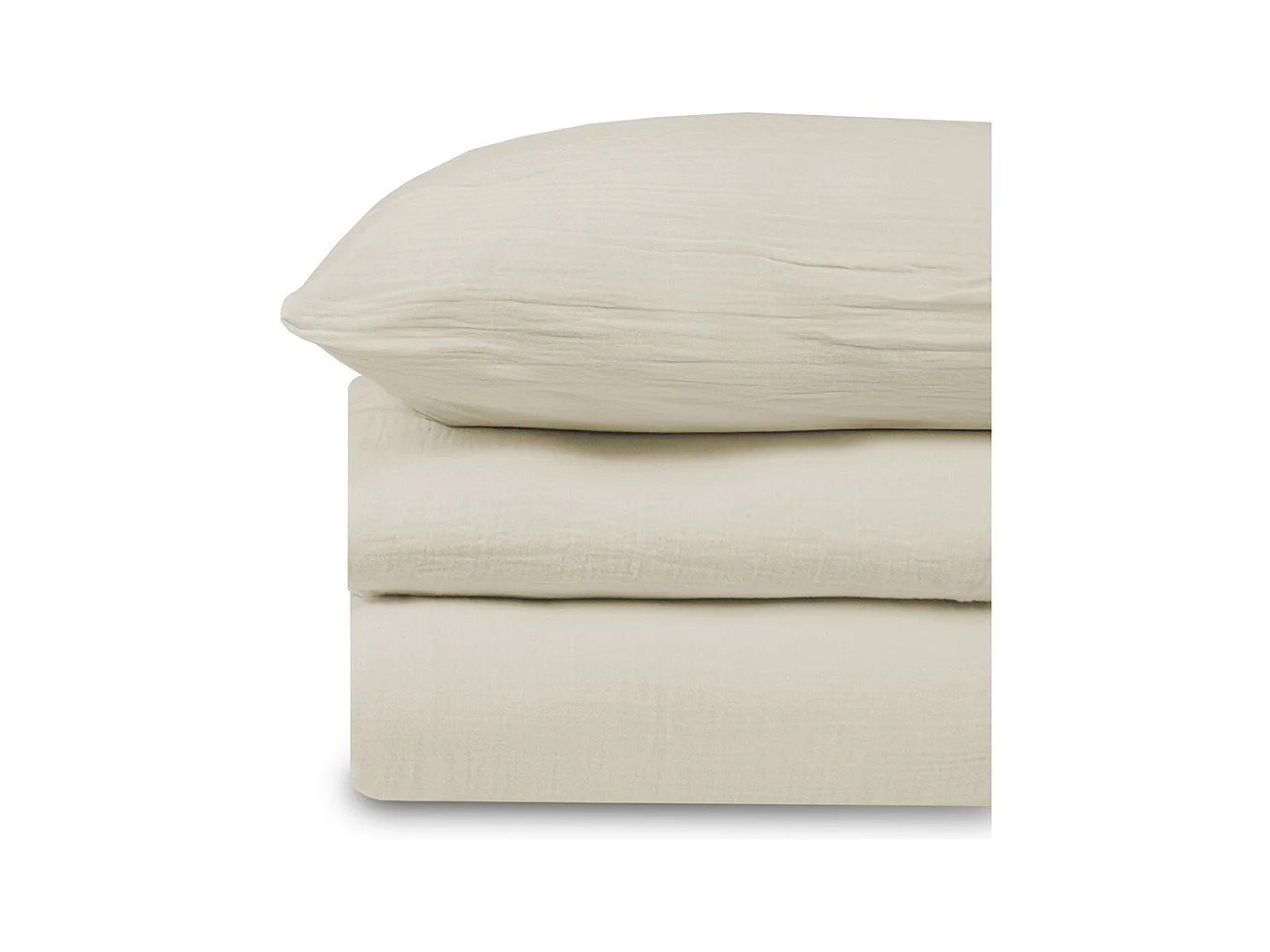 Parure de lit 160 cm gaze de coton sable