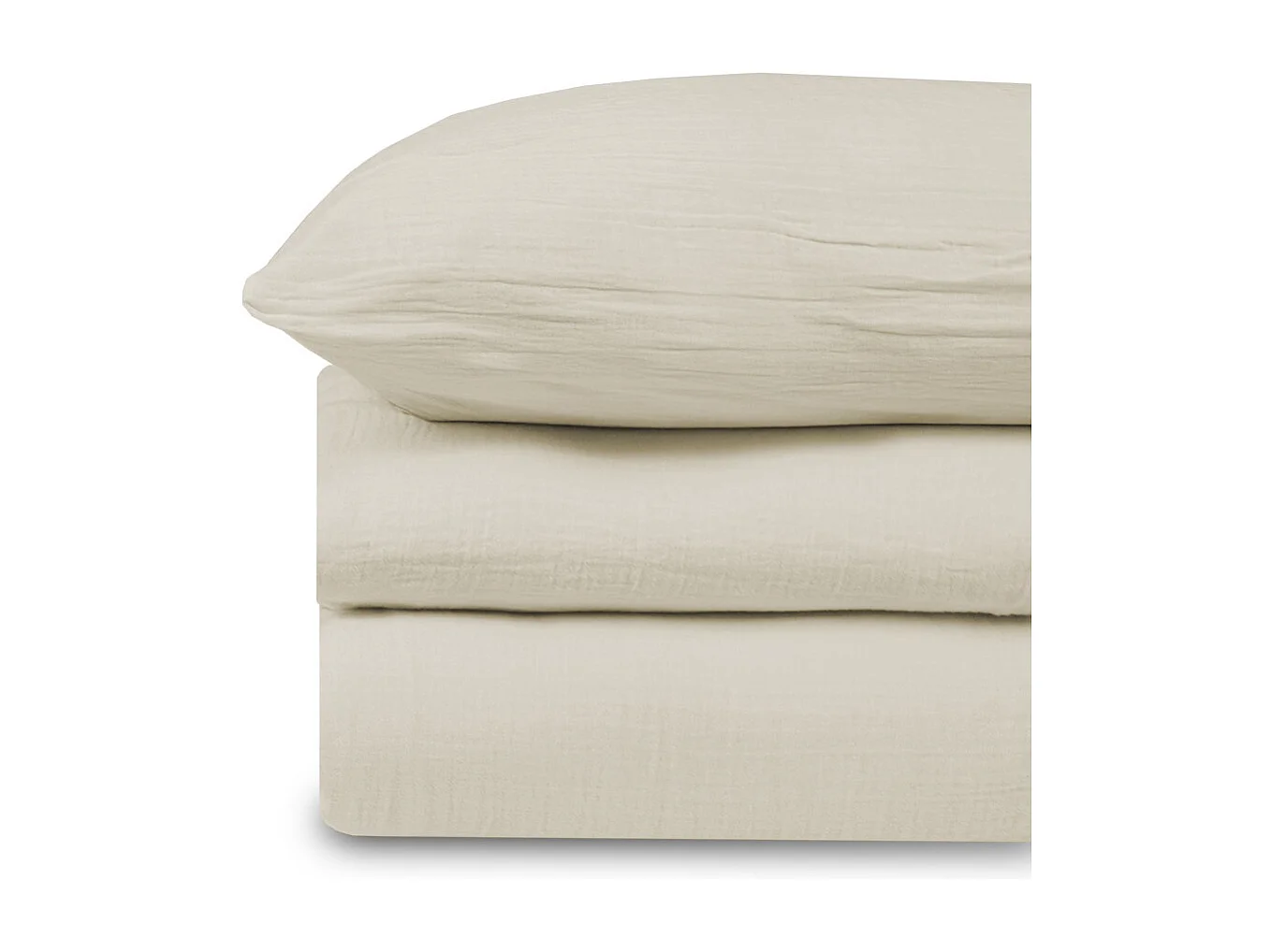 Parure de lit 160 cm gaze de coton sable