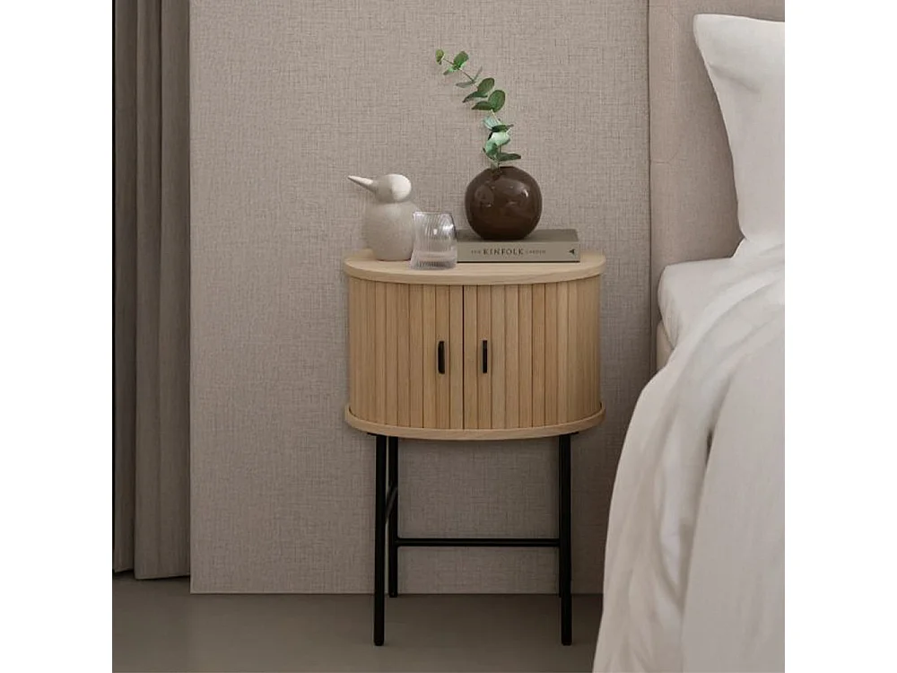 Table de nuit 2 portes - Bois naturel - ALBA
