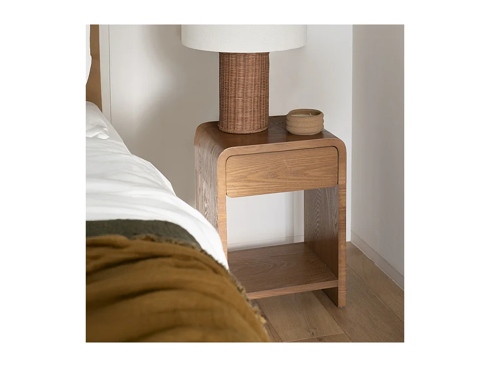 Table de nuit 1 tiroir 1 niche - Bois foncé - BORGO