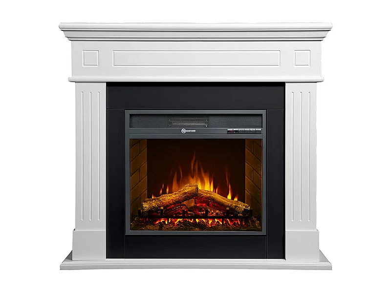 Cheminée électrique CAMBRIDGE, cheminée sur pied, bois blanc, 110x25x95h