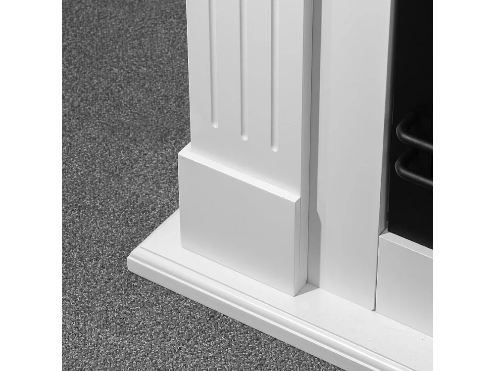 Cheminée électrique CAMBRIDGE, cheminée sur pied, bois blanc, 110x25x95h