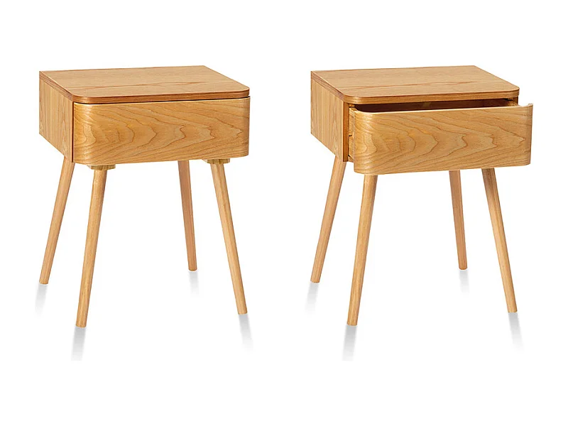 Set 2 tables de chevet bois OGGI - 40x34x51 cm