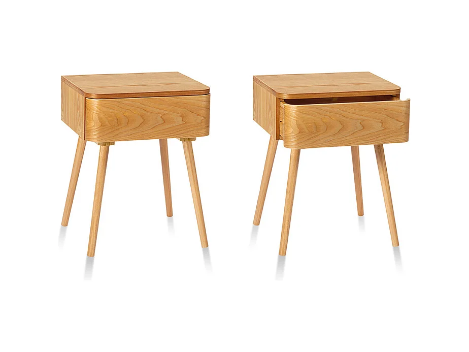 Set 2 tables de chevet bois OGGI - 40x34x51 cm