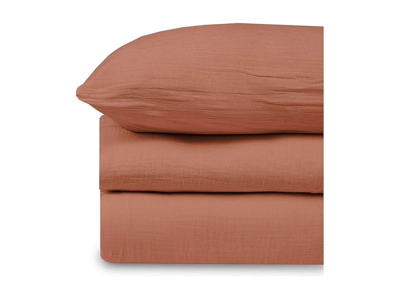 Parure de lit 140 cm gaze de coton teracotta