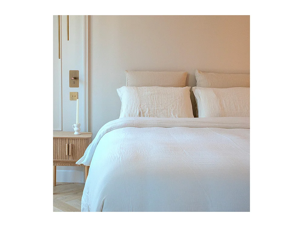 Parure de lit 180 cm gaze de coton écrue