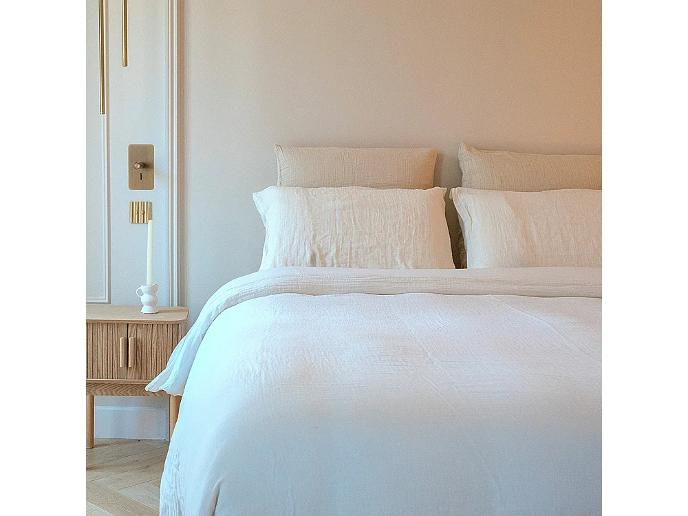 Parure de lit 180 cm gaze de coton écrue