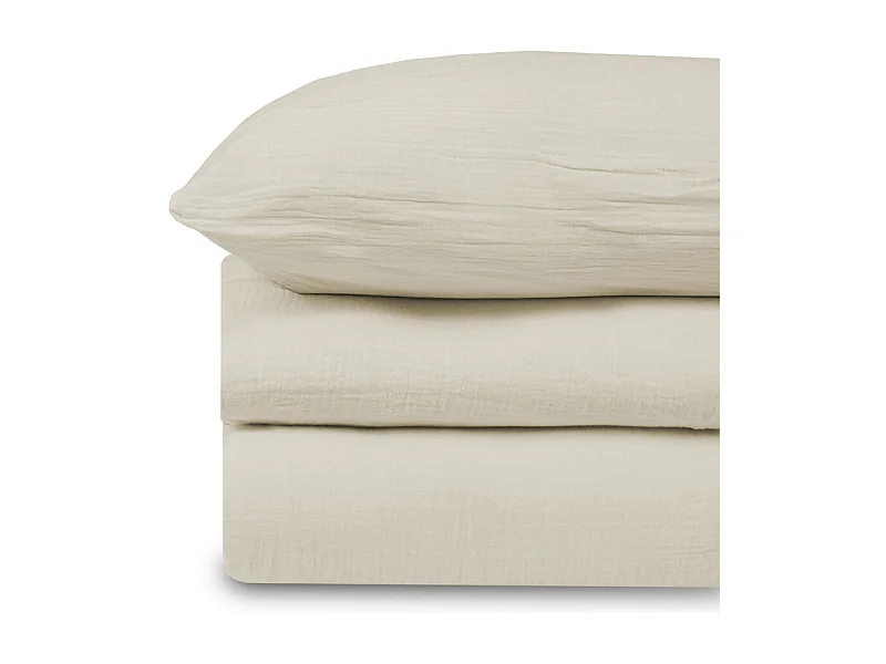 Parure de lit 180 cm gaze de coton écrue