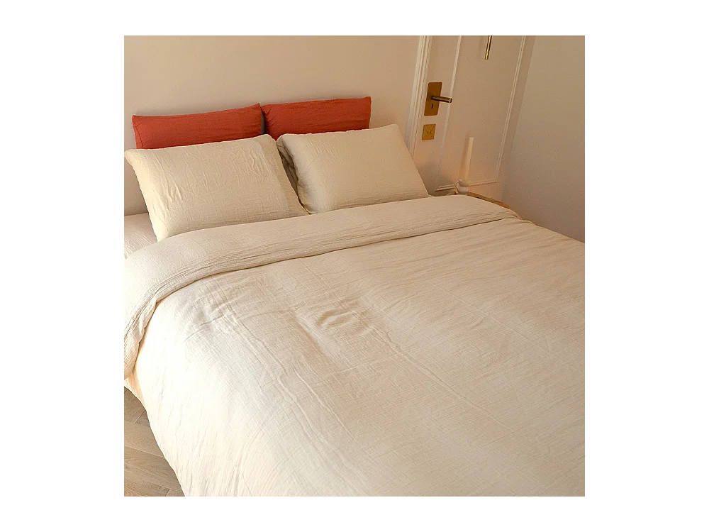Parure de lit 140 cm gaze de coton sable