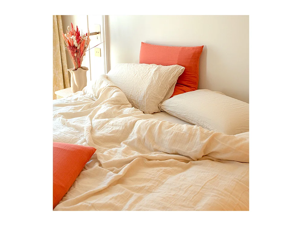 Parure de lit 140 cm gaze de coton sable