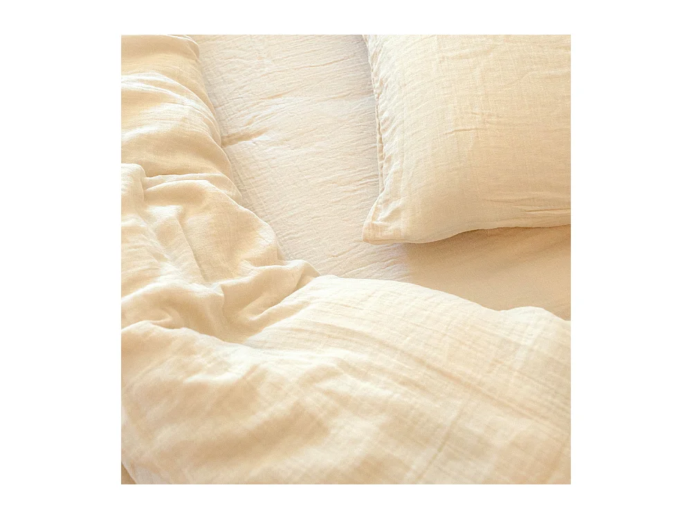 Parure de lit 140 cm gaze de coton sable