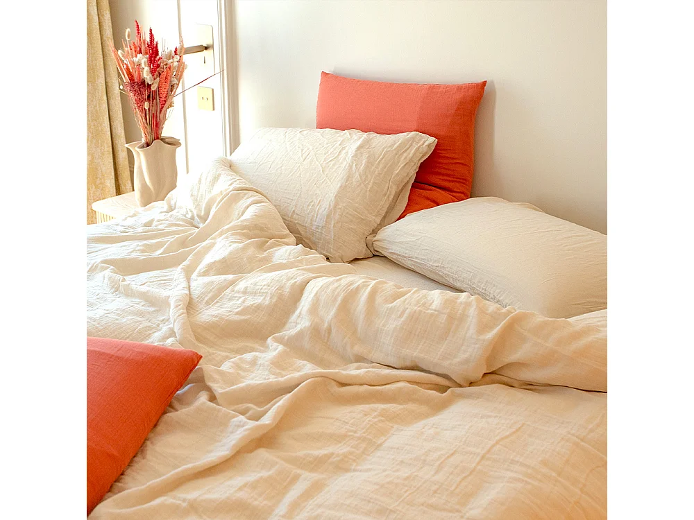 Parure de lit 140 cm gaze de coton sable