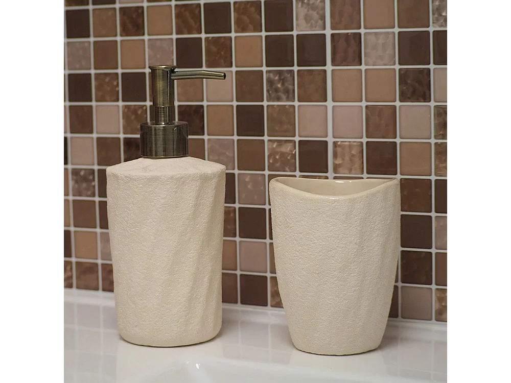 Pot brosse à dents - Céramique beige - MIA