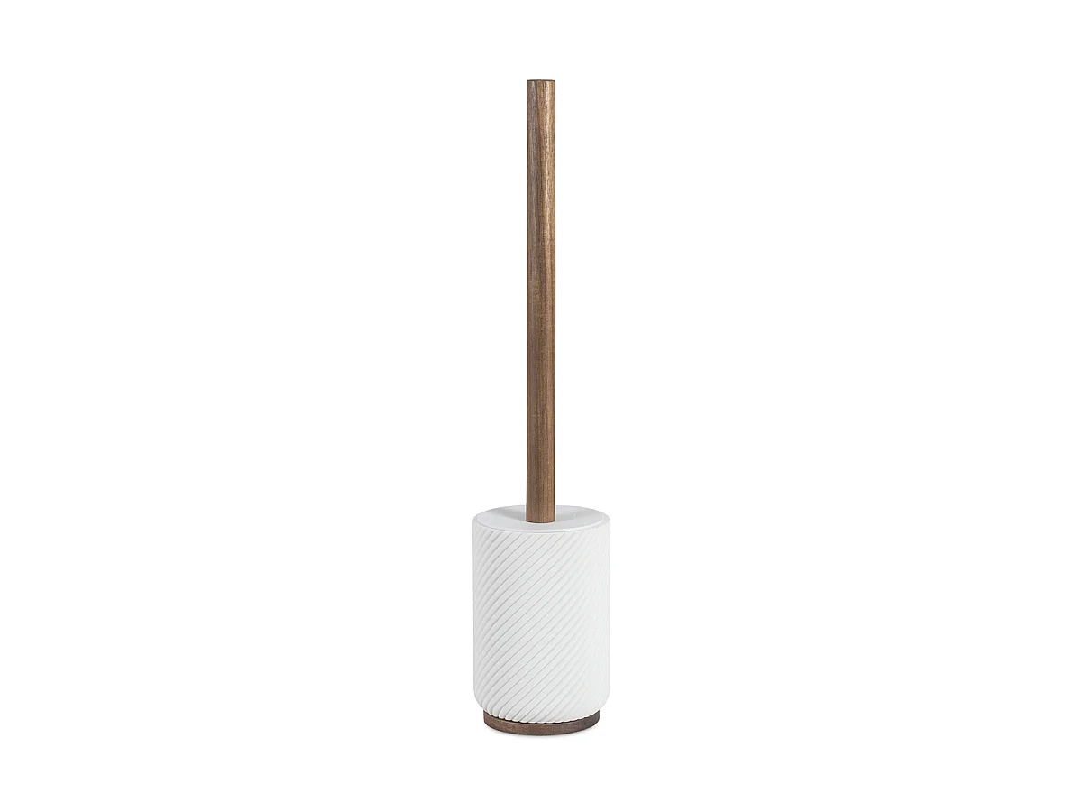 Brosse WC - Résine blanche et bois - ASCOLI