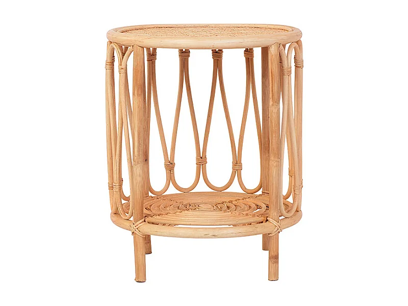 Table d'appoint rotin et cannage poggio