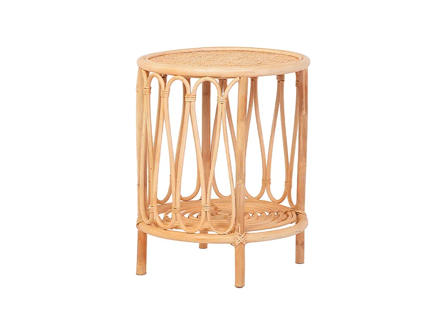 Table d'appoint rotin et cannage poggio