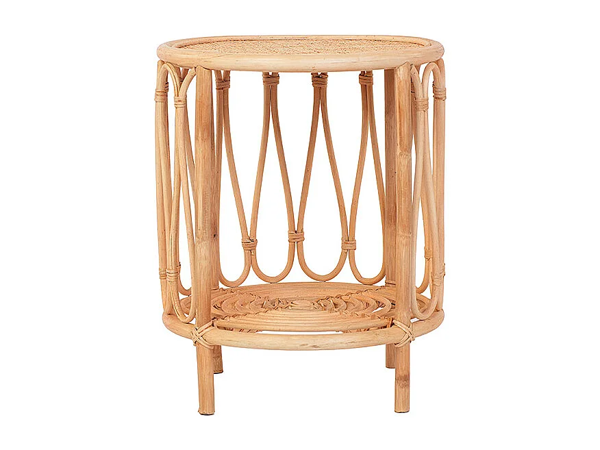 Table d'appoint rotin et cannage poggio