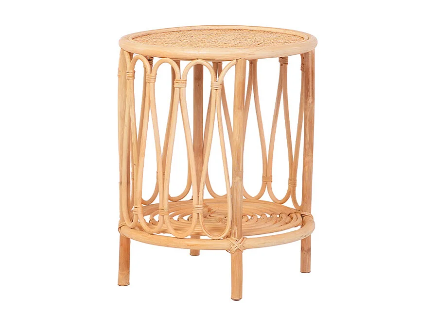 Table d'appoint rotin et cannage poggio