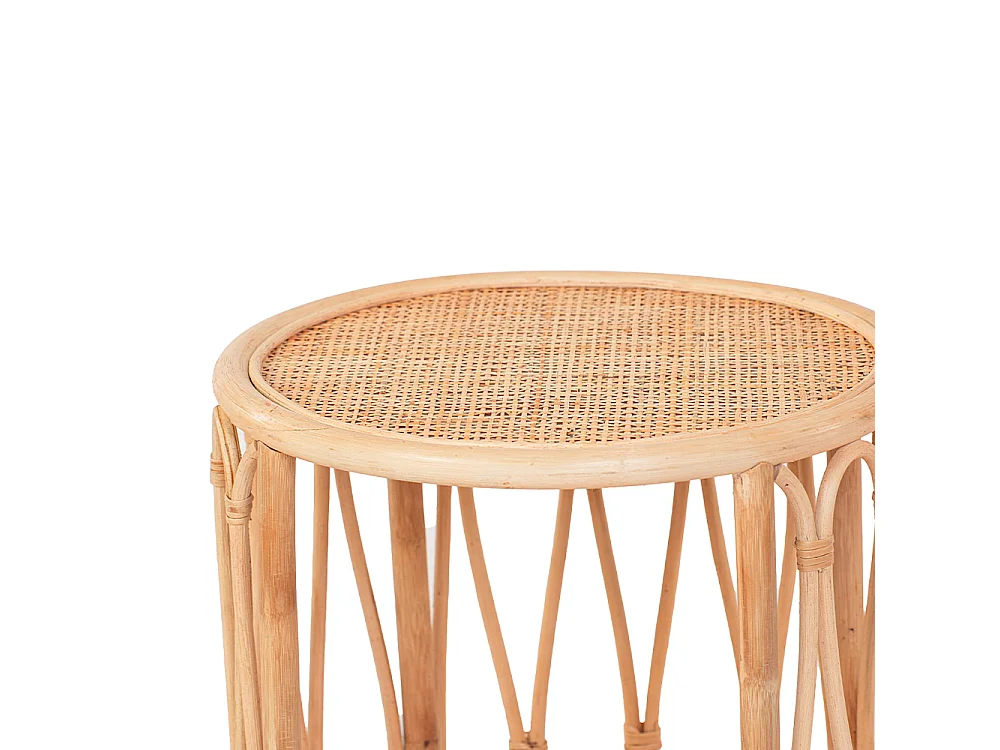 Table d'appoint rotin et cannage poggio