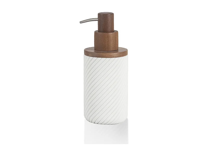 Distributeur de savon - Résine blanche et bois - ASCOLI